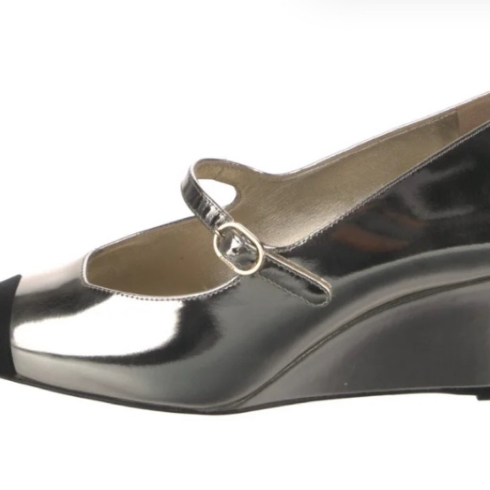 CHANEL Silver and Black Heels with Modern Silhouette